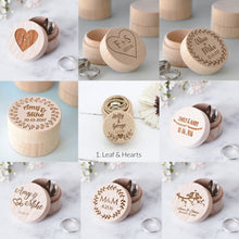 Load image into Gallery viewer, Wooden Ring Box Custom Name Date Jewellery Gift Box
