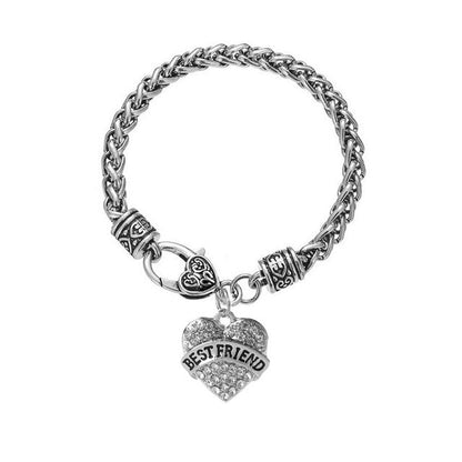 Letter“Mom Grandma Aunt Sister Teatcher BESTFRIEND”Diamond Heart Love Bracelet