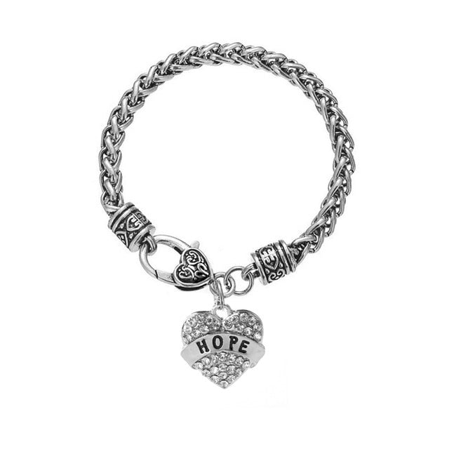 Letter“Mom Grandma Aunt Sister Teatcher BESTFRIEND”Diamond Heart Love Bracelet