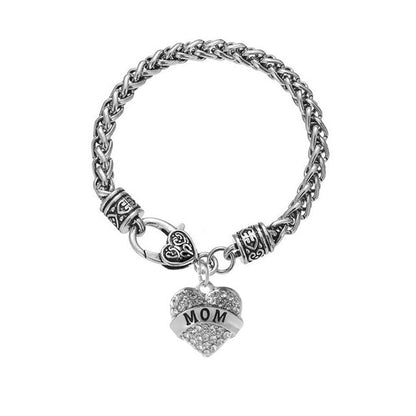 Letter“Mom Grandma Aunt Sister Teatcher BESTFRIEND”Diamond Heart Love Bracelet