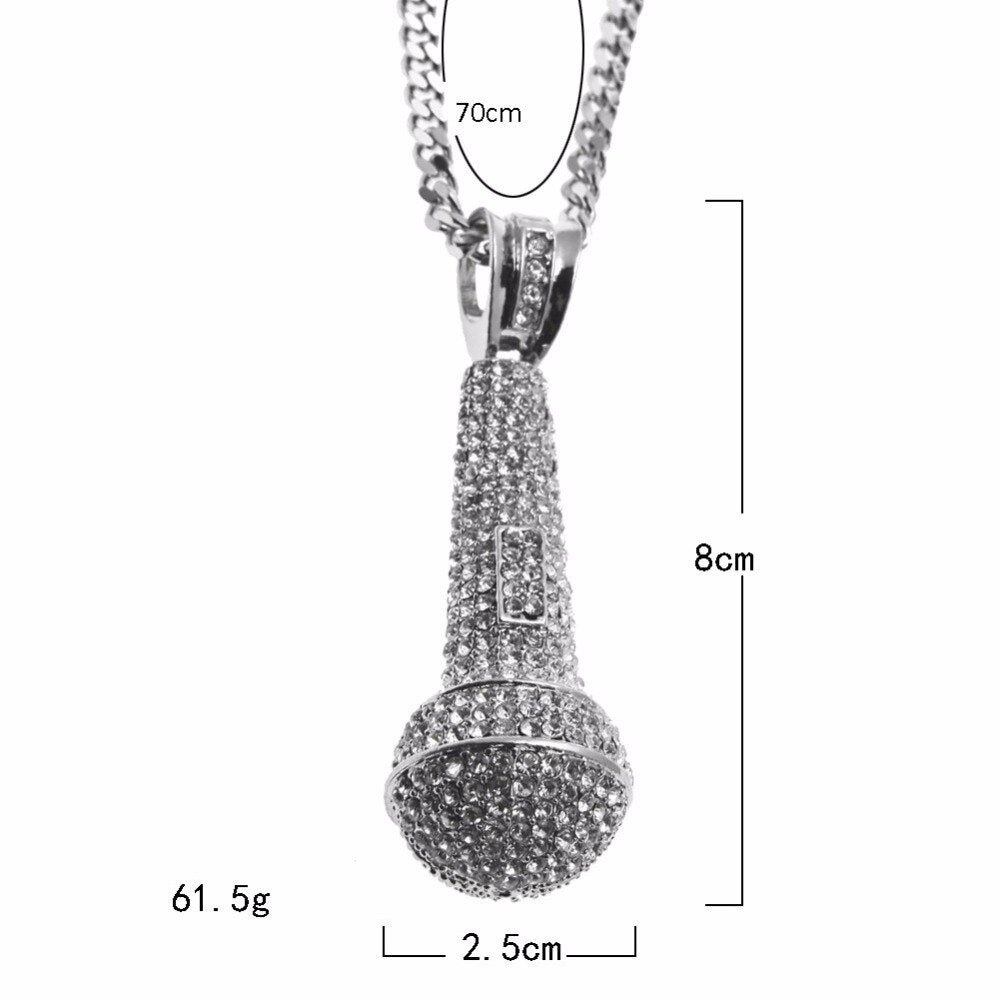 1pc Hip Hop Microphone Pendant Necklace